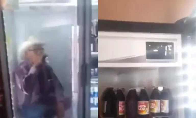 Capturan en video a hombre dentro de un refrigerador en Nuevo León