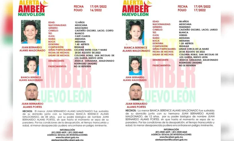 Activan Alerta Amber tras desaparición de hermanos de 8 y 12 años en San Nicolás