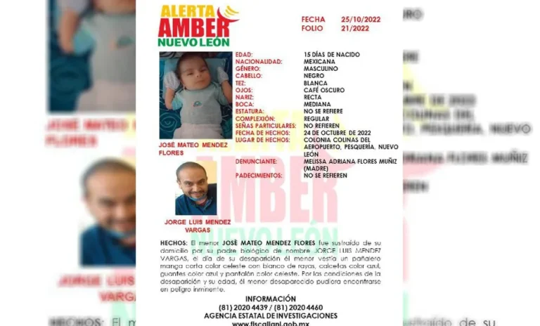 Lanzan alerta por bebé sustraído por su padre en Pesquería, NL