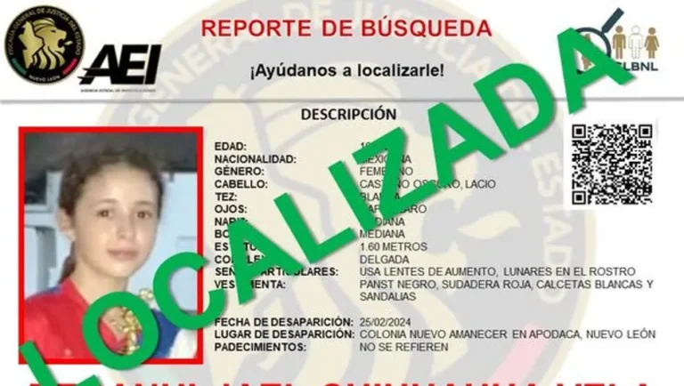 Localizan con vida a menor reportada desaparecida en Nuevo León