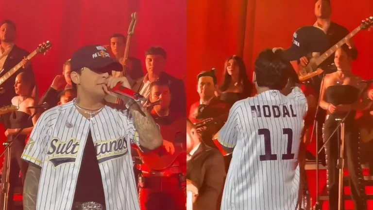 Christian Nodal canta con playera de Sultanes de Monterrey