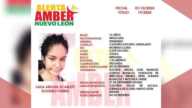 Activan Alerta Amber por menor desaparecida en Ciénega de Flores