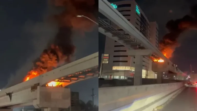 Reportan incendio en construcción de la Línea 6 del Metro sobre Miguel Alemán